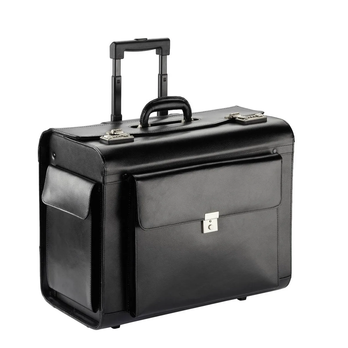 Pilotenkoffer 49.5cm Aus Rindspaltleder In Schwarz