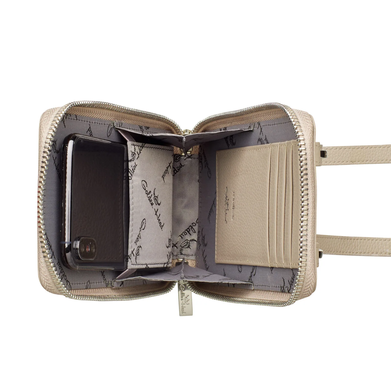 Golden Head Palma - Handy-Umhängetasche Mit Reissverschluss Taupe 4 Golden Head Palma - Handy-Umhängetasche Mit Reissverschluss Taupe – Bild 2