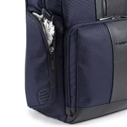 Piquadro Fast-Check Laptoprucksack Aus Rezykliertem Stoff Mit LED Licht Blau -Modetaschen Geschäft compressed CA4532BR2L BLU DETT3