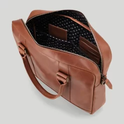 Aktentasche Everett Cognac/Dots -Modetaschen Geschäft compressed Everett Cognac Open third