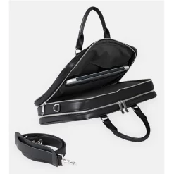 F26 - Double Laptoptasche In Schwarz -Modetaschen Geschäft compressed F26 Black Open Laptop 1800x1800