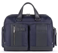 Piquadro Fast-Check - Kurzgrifflaptoptasche Aus Rezykliertem Stoff Blau