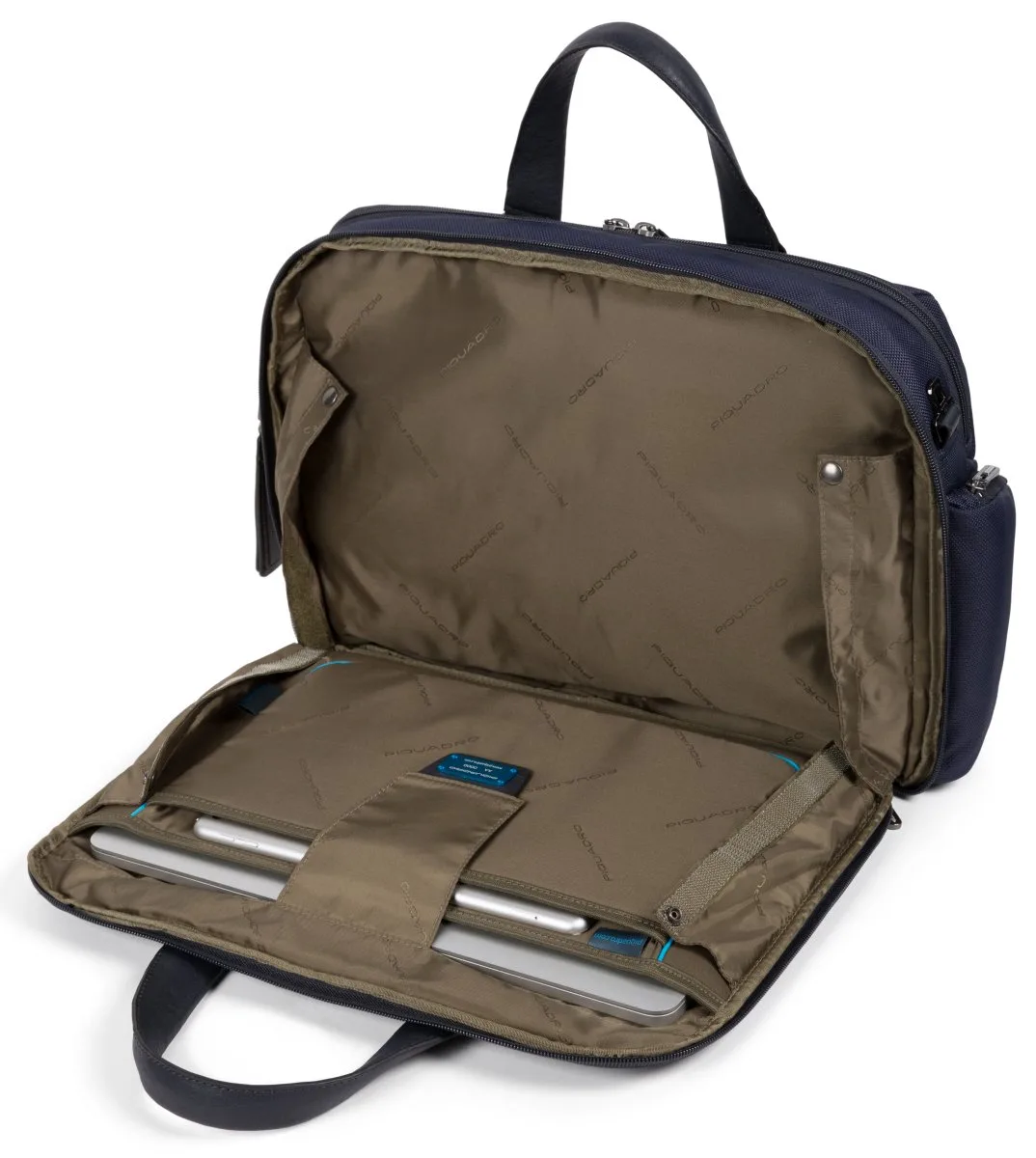 Piquadro Fast-Check - Kurzgrifflaptoptasche Aus Rezykliertem Stoff Blau 4 Piquadro Fast-Check - Kurzgrifflaptoptasche Aus Rezykliertem Stoff Blau – Bild 2