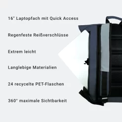 Reflective Rolltop Navy -Modetaschen Geschäft compressed navy back textOAK25 reflektierender Rucksack