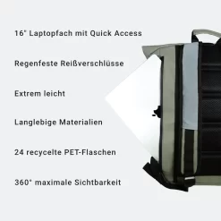 Reflective Rolltop Salbei 15 Reflective Rolltop Salbei -Modetaschen Geschäft compressed salbei back textOAK25 reflektierender Rucksack